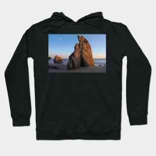 Crescent Moon Over El Matador Beach Hoodie